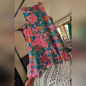 Lilly Pulitzer Floral Midi Dress - Pink and Blue
